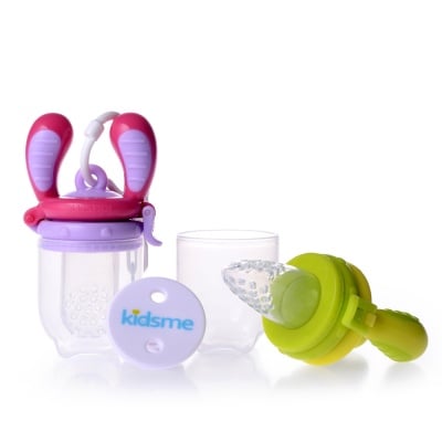 Комплект 2 броя биберони за храна размер L и клипс - pink and green