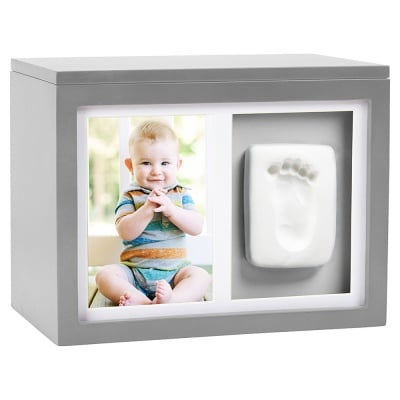 Кутия за спомени с бебешки отпечатък - сива