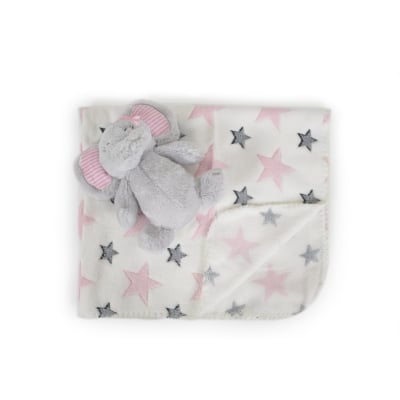 Бебешко одеяло 90/75 cm с играчка Elephant pink