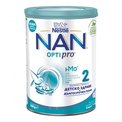 Nestlé® NAN® OPTIPRO® 2 HM-O®, Висококачествено обогатено преходно мляко на прах, след 6-ия месец,400 гр.