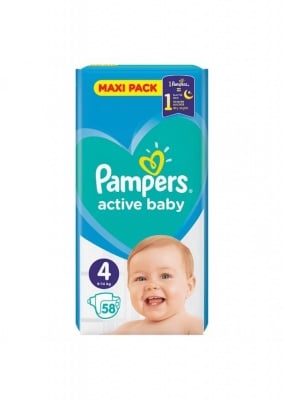 Pampers Бебешки пелени Active Baby S4 (9-14 кг.) 58 бр.