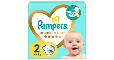 Pampers Бебешки пелени Premium Care S2 (4-8 кг.) 136 бр.