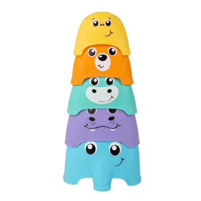 PLAYGRO Активна играчка кула от цветни купички Животни, 12-36м+ PG.0723