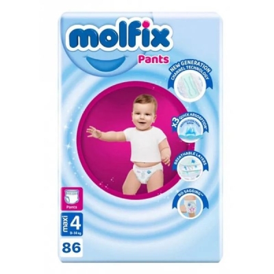 Пелени - гащички Molfix Pants 4, 9-14 кг. 86 бр.