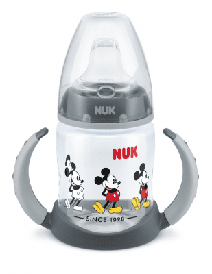 NUK First Choice РР шише Temperature Control 150мл със силиконов накрайник за сок Mickey grey + box Арт.№ 10.215.337