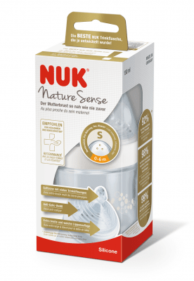 NUK NATURE SENSE шише РР 150мл. силиконов биберон 0-6м S /бяло/ Арт.№ 10.743.694