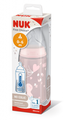 NUK First Choice РР шише Temperature control 300мл силикон ROSE + box Арт.№ 10.741.020