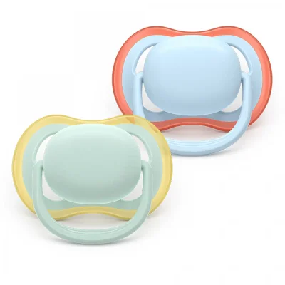 2 броя ортодонтски силиконови залъгалки  Ultra Air, 0-6м, пастелни едноцветни, в кутия за стерилизиране 0641.001 