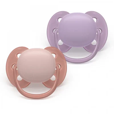 Комплект от 2 броя ортодонтични силиконови залъгалки Philips AVENT Ultra Soft SCF091/43, в кутия за стерилизиране, plant-based 0664.001 