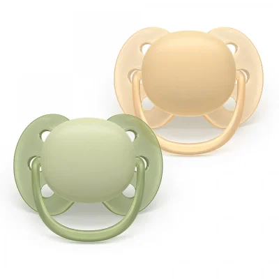 Комплект от 2 броя ортодонтични силиконови залъгалки Philips AVENT Ultra Soft SCF091/45, в кутия за стерилизиране, plant-based 0665.001