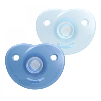 Комплект от 2 бр. ортодонтски силиконови залъгалки  в кутия за стерилизиране, сини 0670.001 