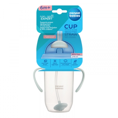 Чаша нетеч със сламка и дръжки 270мл