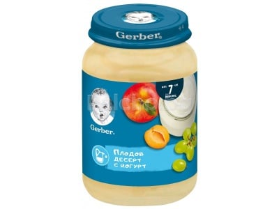 Nestlé GERBER ® Пюре Плодов десерт с йогурт, от 7-ия месец, бурканче, 190g 