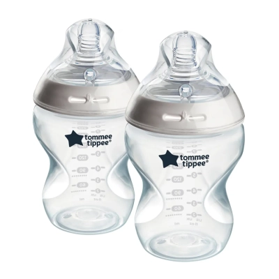 Комплект от 2 броя бебешки шишета за хранене Tommee Tippee Natural Start САМОСТЕРИЛИЗИРАЩО, 260 мл, с биберон с бавен поток 0м+ (1 капка)TT.0022