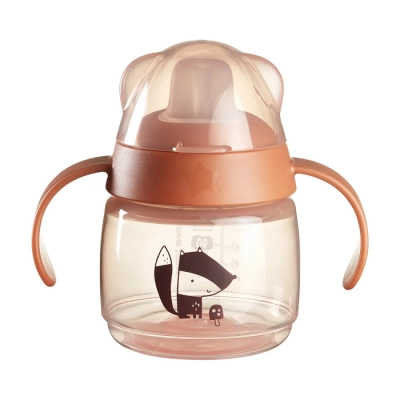 Неразливаща се чаша Tommee Tippee Soft Spout с мек накрайник с антибактериална технология BACSHIELD, с дръжки, в розов цвят с декорация Лисиче, 150 мл, 4м+ 0286