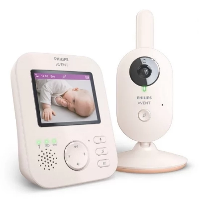 Дигитален видео бебефон Philips AVENT Advanced SCD881/26 с 2,8-инчов цветен екран, 2 x Zoom, нощно виждане, двустранна звукова комуникация, 6 нежни мелодии, цвят Coral/Cream 0610.001