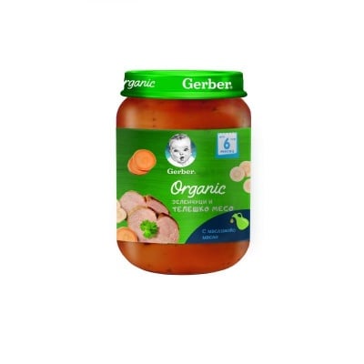 GERBER® Organic Зеленчуци и телешко месо, от 6-ия месец, бурканче, 190g