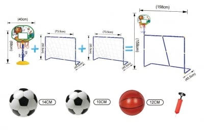 2 в 1 Баскетболен кош и футболна врата