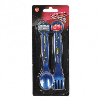 Прибори за хранене с картинка Колите 3, 2 бр., сини