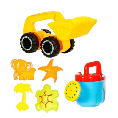 Детски плажен комплект за игра с багер, 6 части