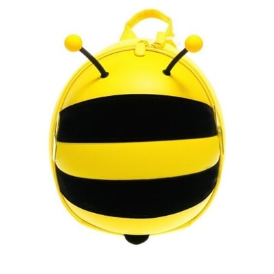 Мини детска раница - пчеличка с предпазен колан, зелена