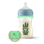 Нощен комплект за бебе Philips AVENT SCD838/17 със шише за хранене Natural Response 260 мл с биберон без протичане със среден поток и залъгалка Ultra Soft 0676.001