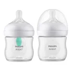 Комплект за новородено Philips AVENT с 4 шишета за хранене Natural Response с биберони без протичане, клапа AirFree, залъгалка Ultra Soft и четка за почистване  0601.001
