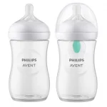 Комплект за новородено Philips AVENT с 4 шишета за хранене Natural Response с биберони без протичане, клапа AirFree, залъгалка Ultra Soft и четка за почистване  0601.001