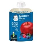 Плодова закуска Nestle Gerber Natural - Пауч с ябълки и горски плодове, 150 g