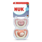 NUK First Choice биберон залъгалка, силикон, 0-6 мес., 2 бр., Night, Заек/Овца