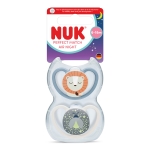 NUK Perfect Match биберон залъгалка, силикон 6-18мес. 2бр., AIR Night, Лъв