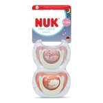 NUK First Choice биберон залъгалка, силикон, 6-18 мес., 2 бр., Night, Заек/Овца