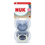 NUK First Choice биберон залъгалка, силикон, 6-18 мес., 2 бр., Day&Night, момче