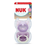 NUK First Choice биберон залъгалка, силикон, 6-18 мес., 2 бр., Day&Night, момиче