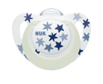 NUK биберон залъгалка силикон 18-36 мес. 1бр. STAR Night + box - Сини звезди