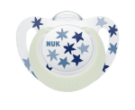 NUK биберон залъгалка силикон 6-18 1бр. STAR Night + box - Сини звезди