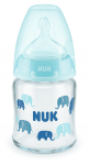 NUK First Choice стъклено шише Temperature Control 120мл. със силиконов биберон за хранене 0-6мес.