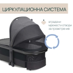 DUO СИСТЕМА MYSA  Black Satin количка, шаси и кош за новородено, 0м+ - J0117.01