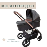 DUO СИСТЕМА MYSA  Black Satin количка, шаси и кош за новородено, 0м+ - J0117.01