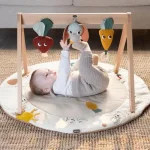 Еко Активна гимнастика Tiny Love Luxe Gymini от серията Garden of Adventures, с кръгло килимче с диаметър 90 см, дървена арка, 3 играчки и възглавница за игра по корем, 0м+  0127.001