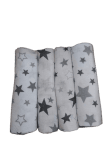 Комплект муселинови и бархетни пелени сиви звезди