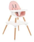 Дървен стол за хранене Multi 3in1 Pink