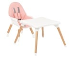 Дървен стол за хранене Multi 3in1 Pink