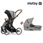 Пакет Шаси Mutsy Evo UN Black + Кош за новородено и Седалка и сенник Mutsy Evo Urban Nomad Light Grey