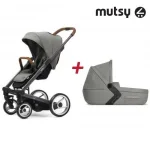 Пакет Шаси Mutsy i2 UN Dark Grey + Кош за новородено и Седалка и сенник Mutsy i2 Heritage Moss Green