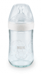 NUK NATURE SENSE шише стъклено 240мл. силиконов биберон 0-6м M /бяло/ Арт.№ 10.745.094