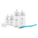 Комплект за новородено Philips AVENT SCD838/11 с 4 шишета за хранене Natural Response с биберони без протичане, залъгалка Ultra Soft и четка за почистване 0600.001