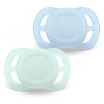 Комплект от 2 бр. ортодонтични залъгалки за новородени Philips AVENT SCF075/02 Ultra Start 0-2м, в синьо и зелено, в кутия за стерилизиране 0632.001