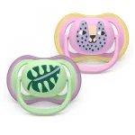 2 броя ортодонтски силиконови залъгалки Philips AVENT SCF087/13 Ultra Air, 6-18м, с картинки, в кутия за стерилизиране 0650.001 