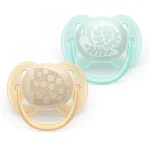 Комплект от 2 броя ортодонтични силиконови залъгалки Philips AVENT Ultra Soft SCF091/41, в кутия за стерилизиране, plant-based 0667.001